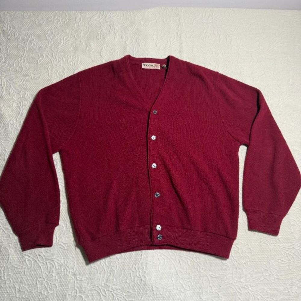 Vintage Izod of London 60s 70s Orlon Acrylic V-Neck Cardigan Size L